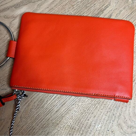 NWT Thacker NYC Nolita Clutch Wristlet Purse Wallet Tassel Silver Coral Red - Picture 3 of 9